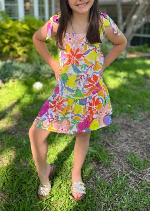 Evelyn Girls Floral Midi Dress