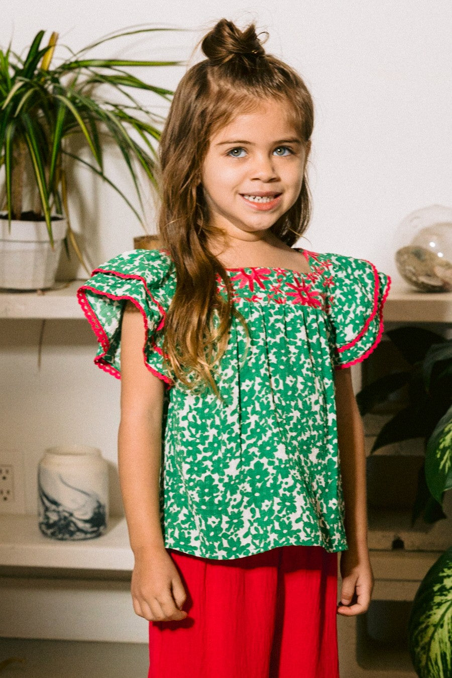 Girls Floral Embroidered Top