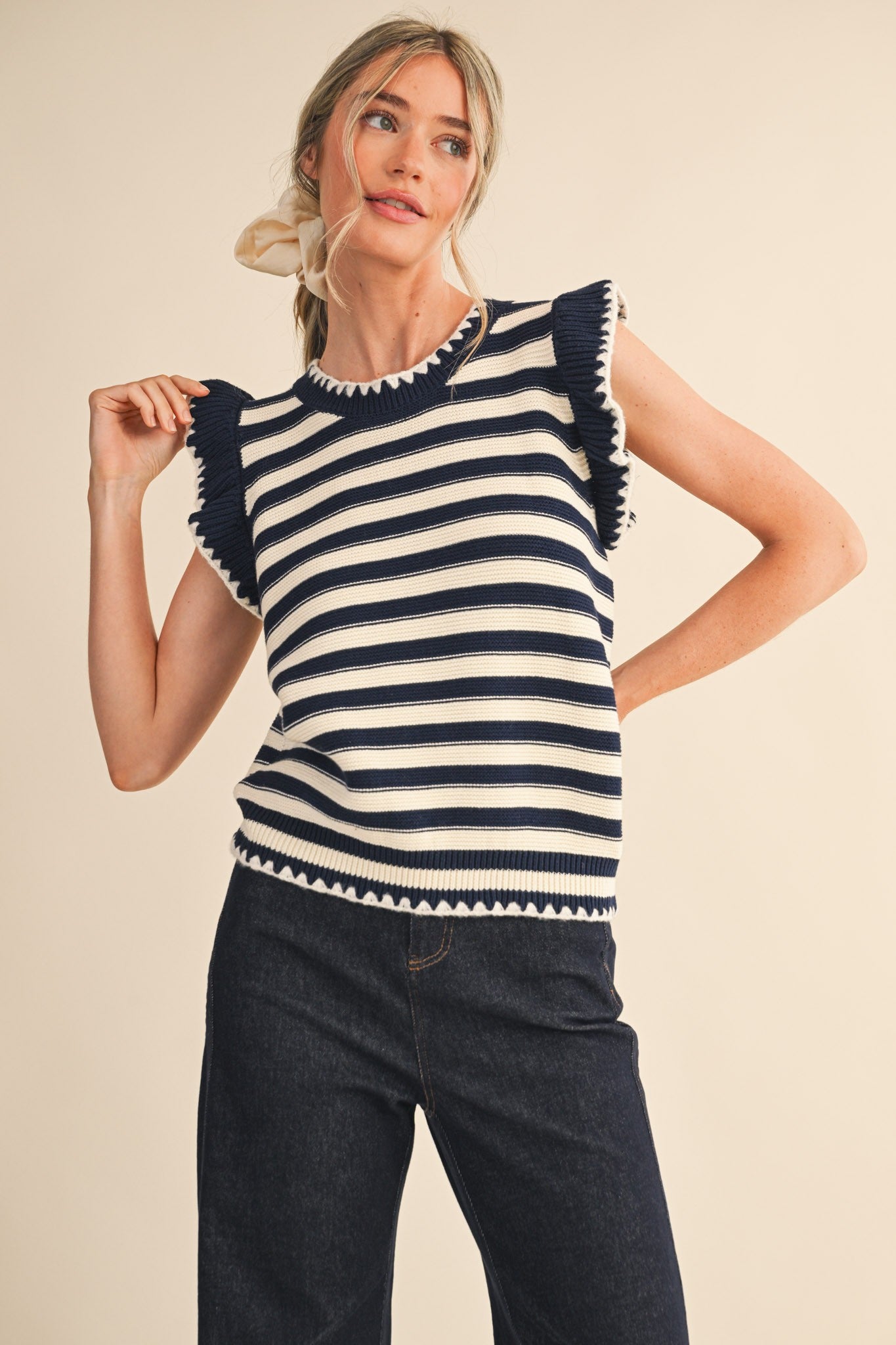 Sammie Striped Short Sleeve Sweater
