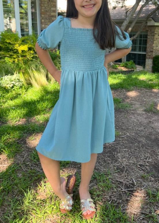 Girls Smocked Midi Dress