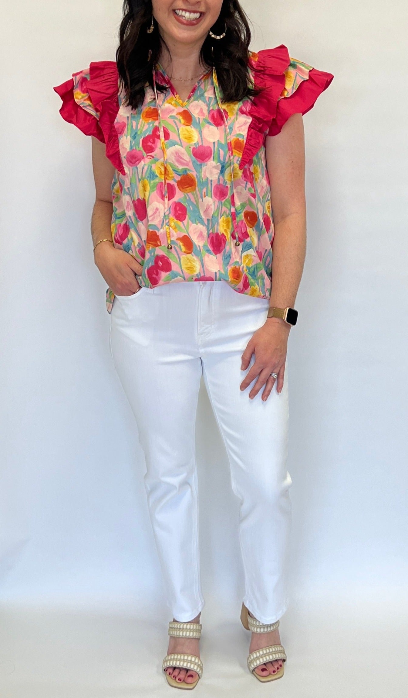 White High Rise Crop Straight Jeans