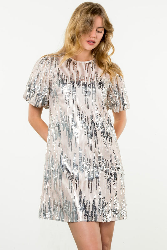 Roxanne Puff Sleeve Sequin Dress