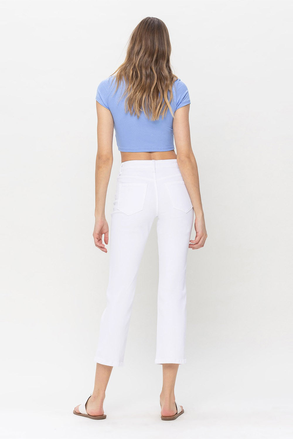 White High Rise Crop Straight Jeans