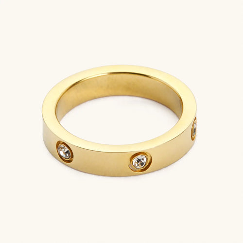 Corinne Gold Ring with Rhinestones
