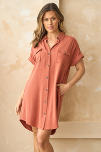 Keira Button-Front Shirt Dress