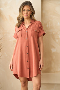 Keira Button-Front Shirt Dress