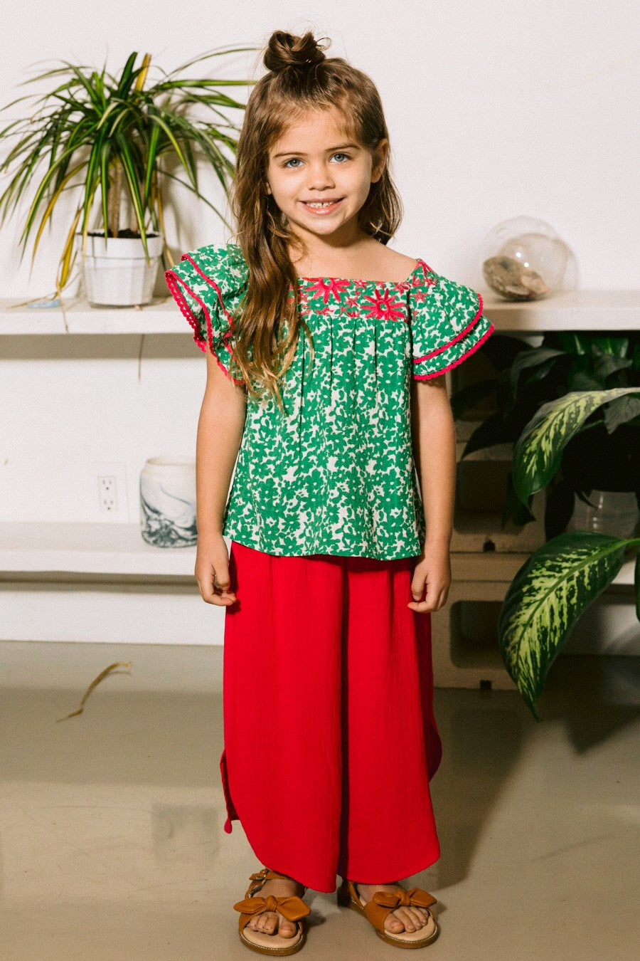 Girls Floral Embroidered Top