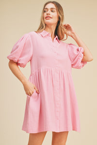 Miley Collared Button-Up Dress