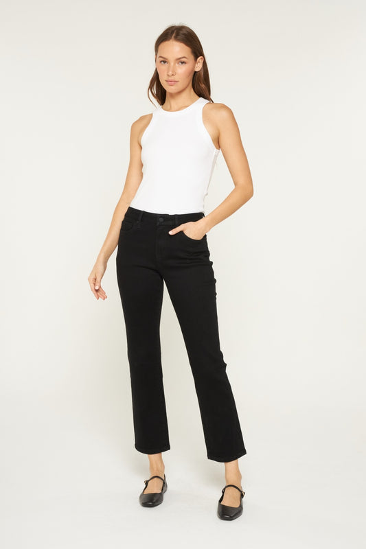 Mica Mid-Rise Ankle Straight Black Jeans
