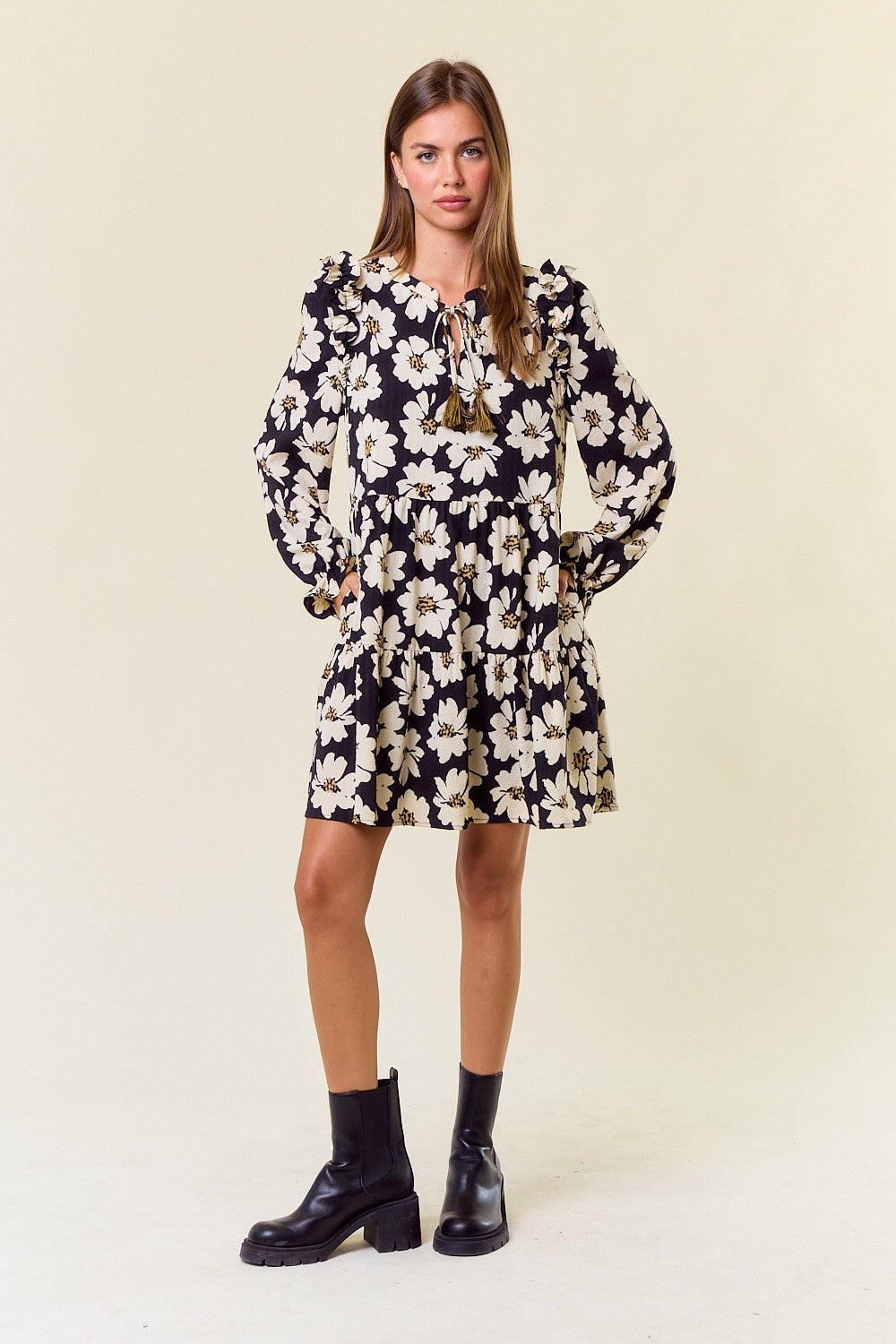 Charleston Floral Long-Sleeve Dress