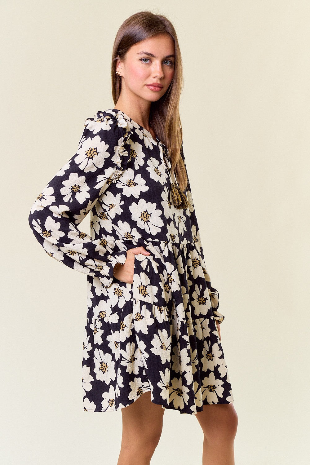 Charleston Floral Long-Sleeve Dress