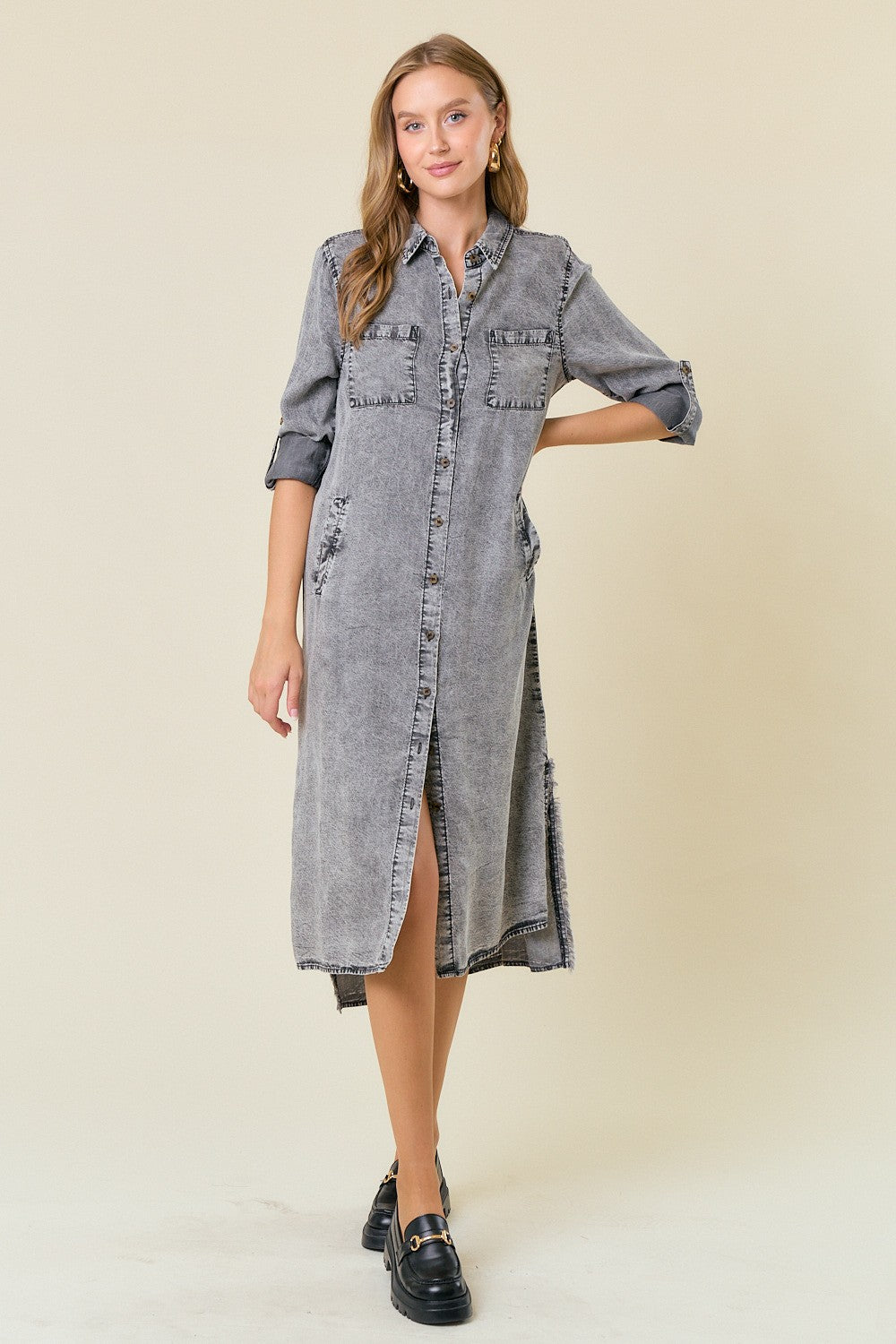 Meg Charcoal Denim Dress