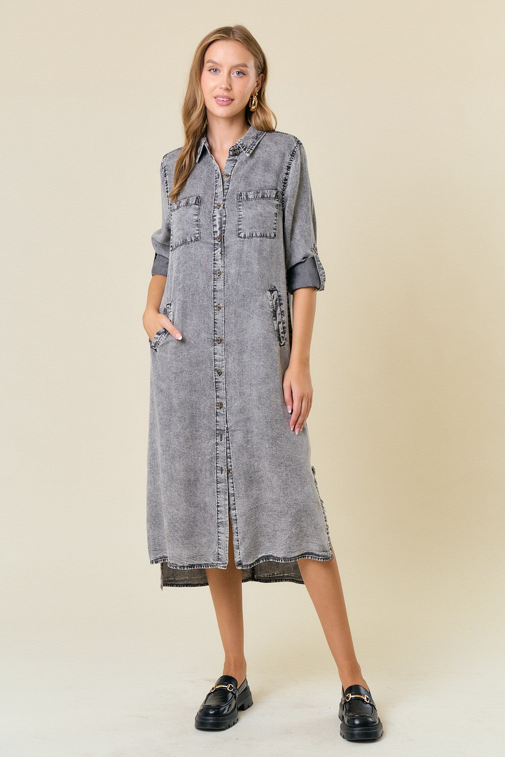 Meg Charcoal Denim Dress