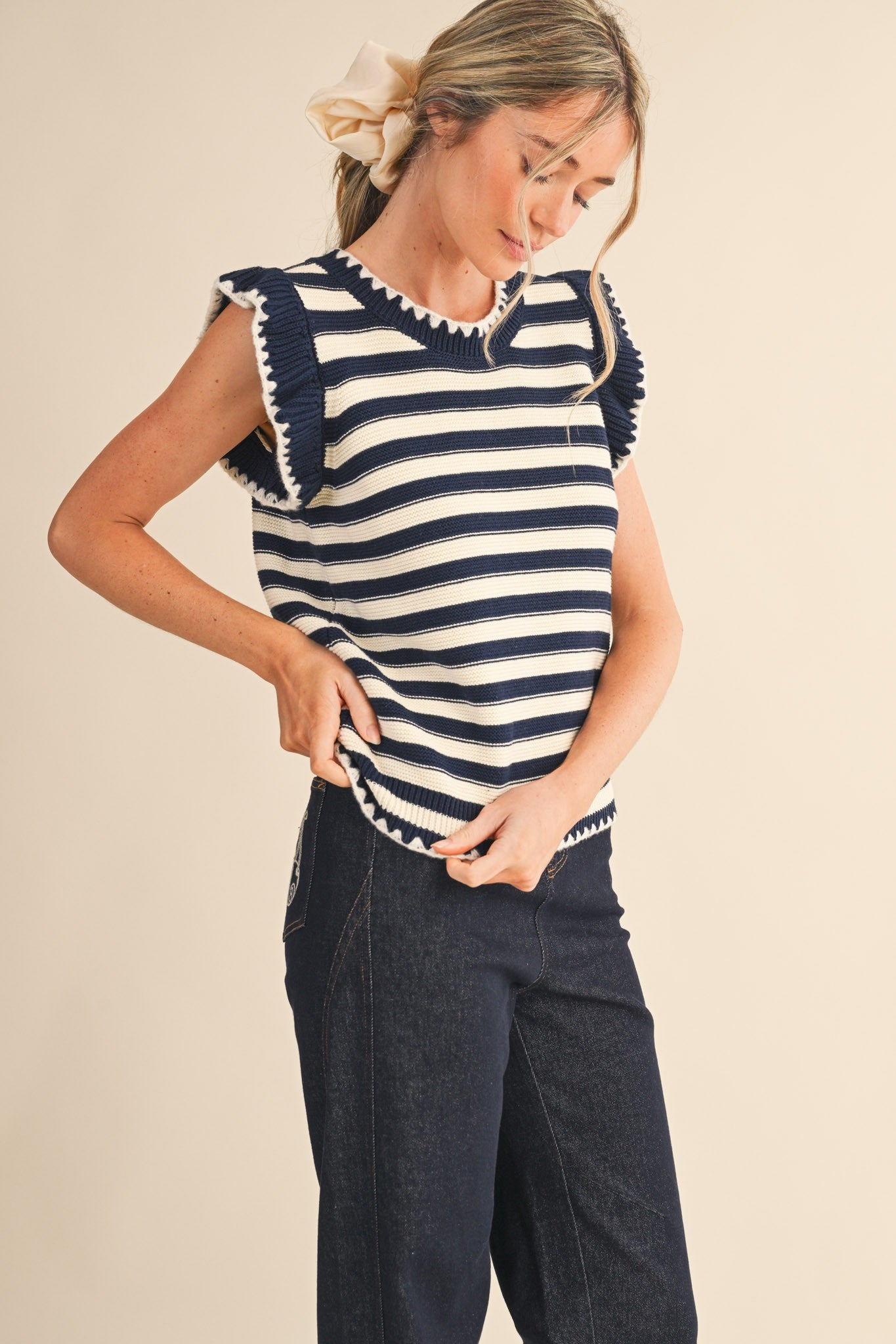Sammie Striped Short Sleeve Sweater