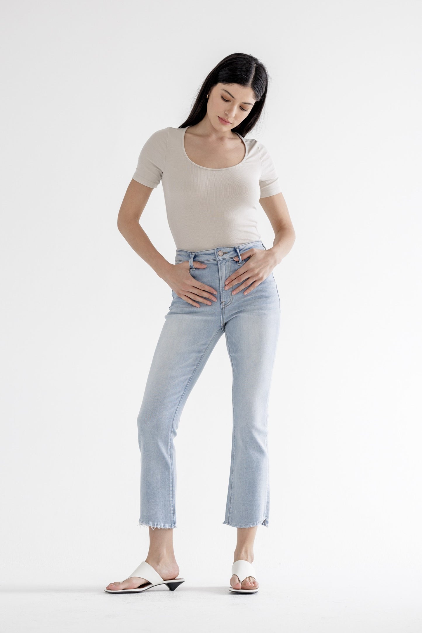 Mica High-Rise Cropped Straight Leg Jeans