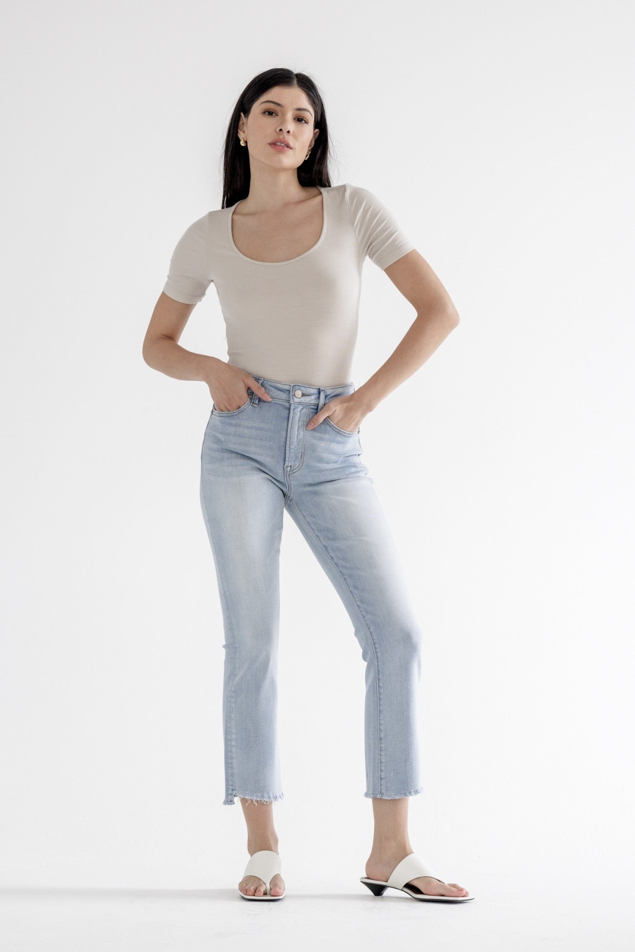 Mica High-Rise Cropped Straight Leg Jeans