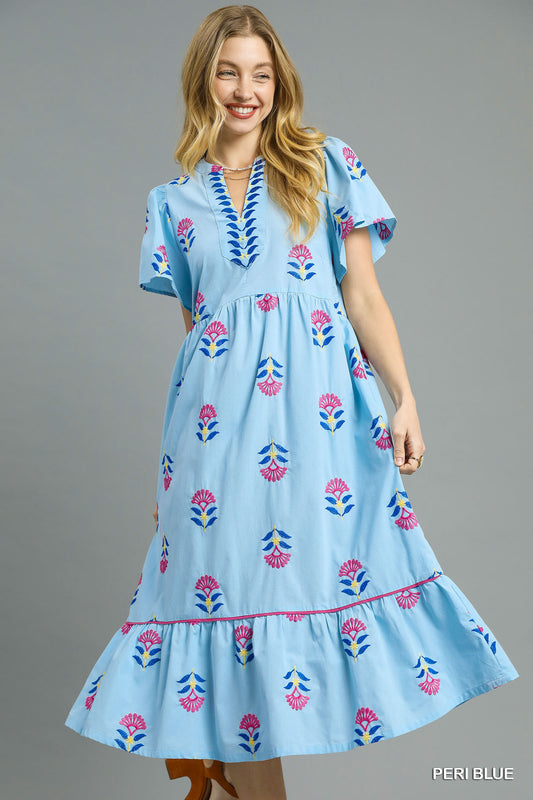 Adelaide Embroidered Midi Dress