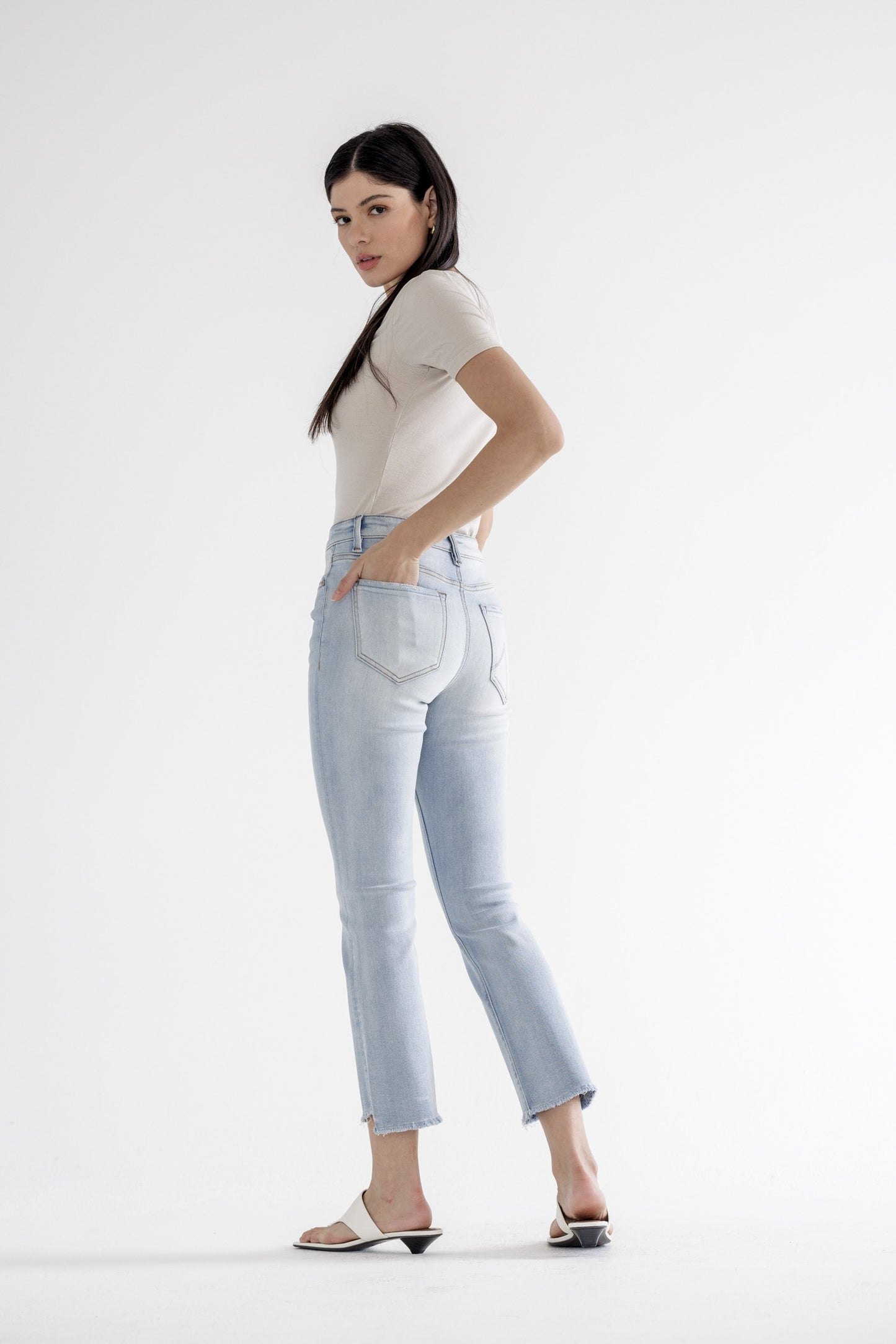 Mica High-Rise Cropped Straight Leg Jeans