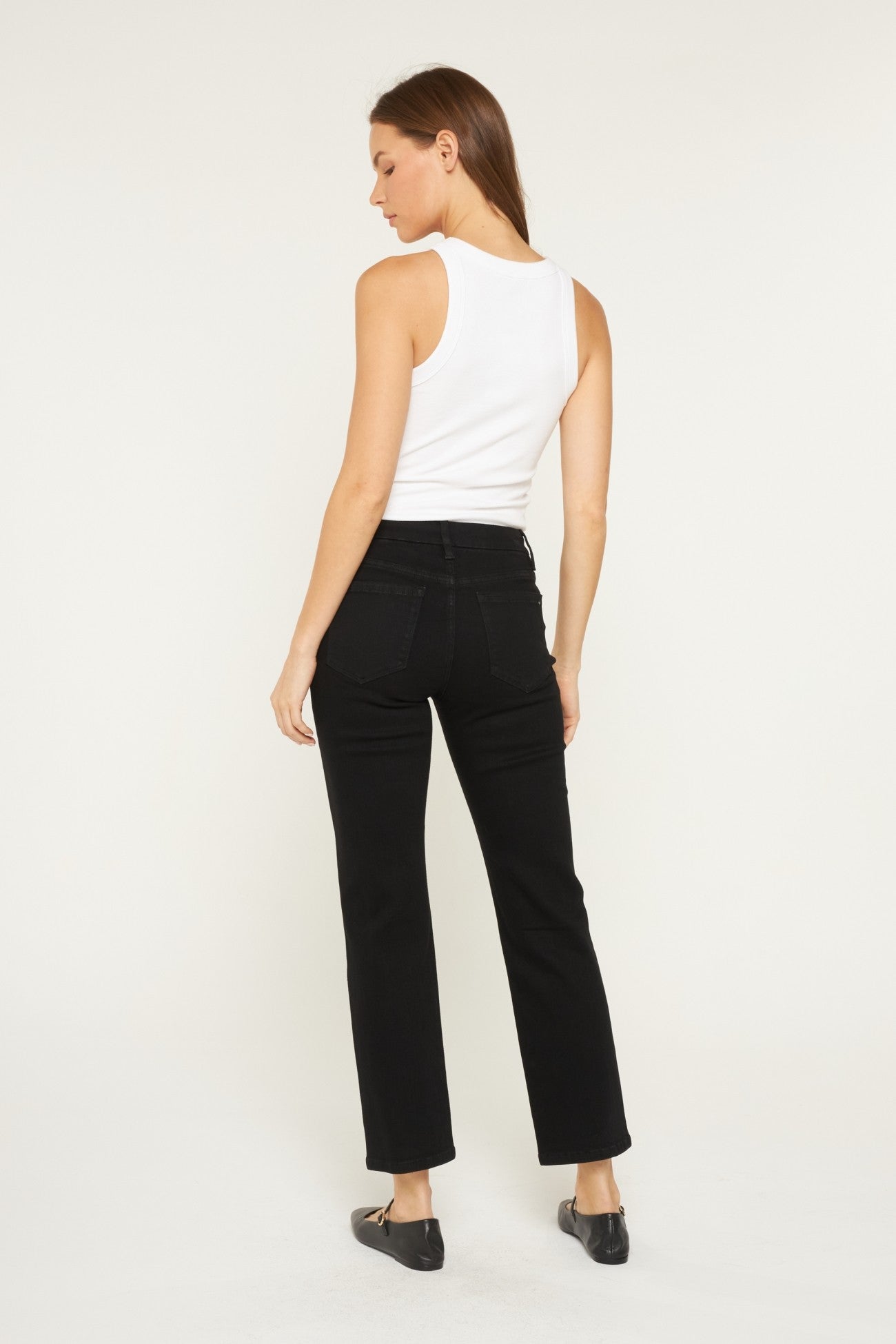 Mica Mid-Rise Ankle Straight Black Jeans