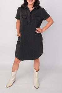 Izara Acid Wash Shirt Dress