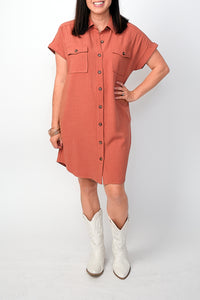Keira Button-Front Shirt Dress