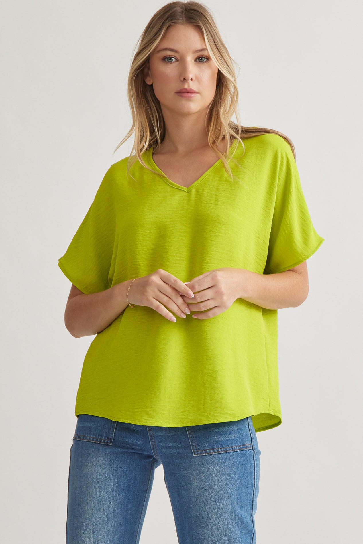 Bastian Solid V-Neck Top