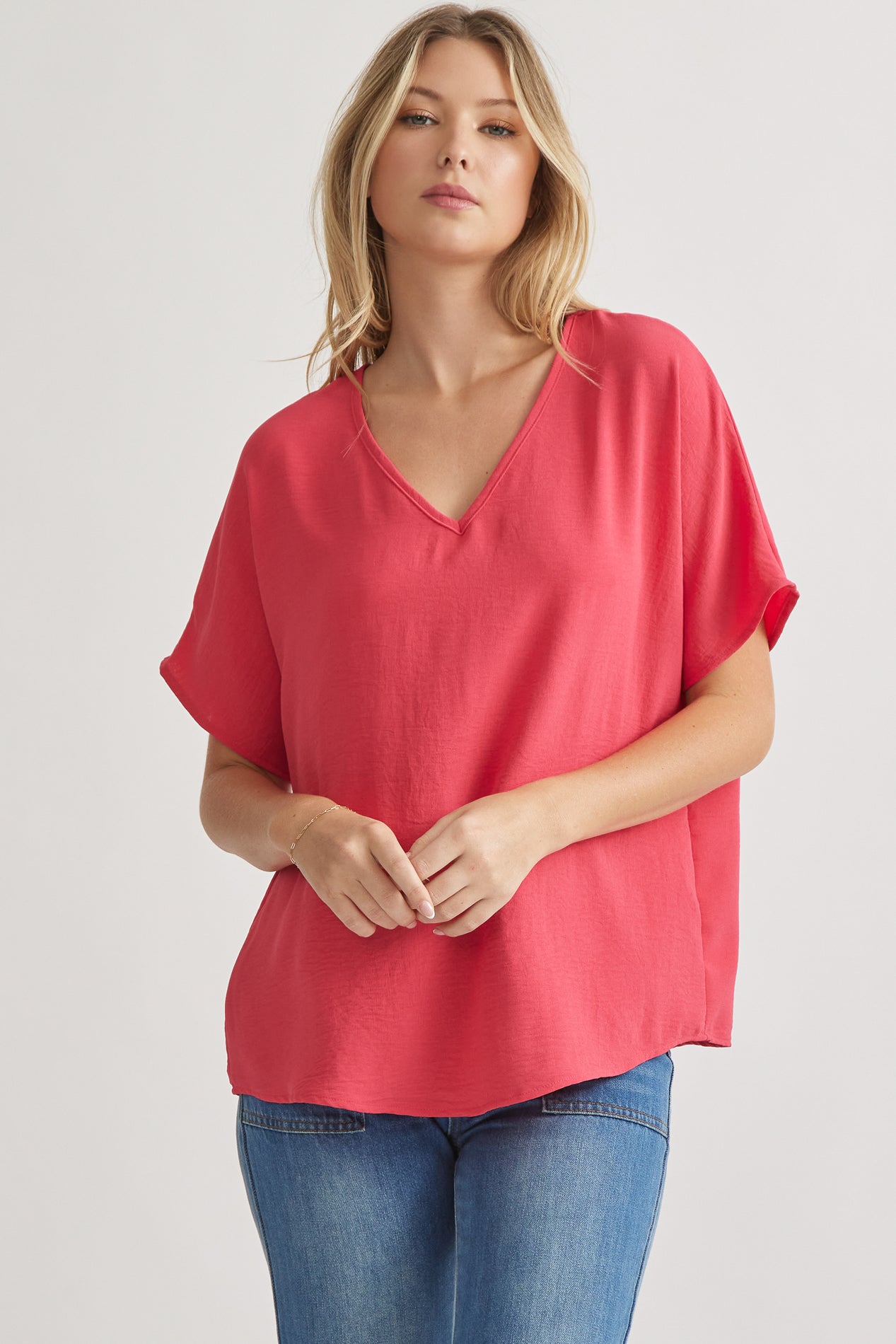 Bastian Solid V-Neck Top