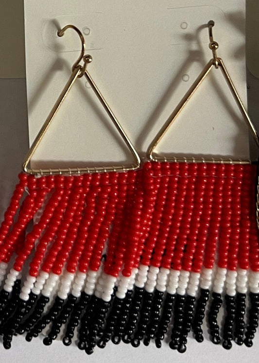 Red & Black Beaded Earrings