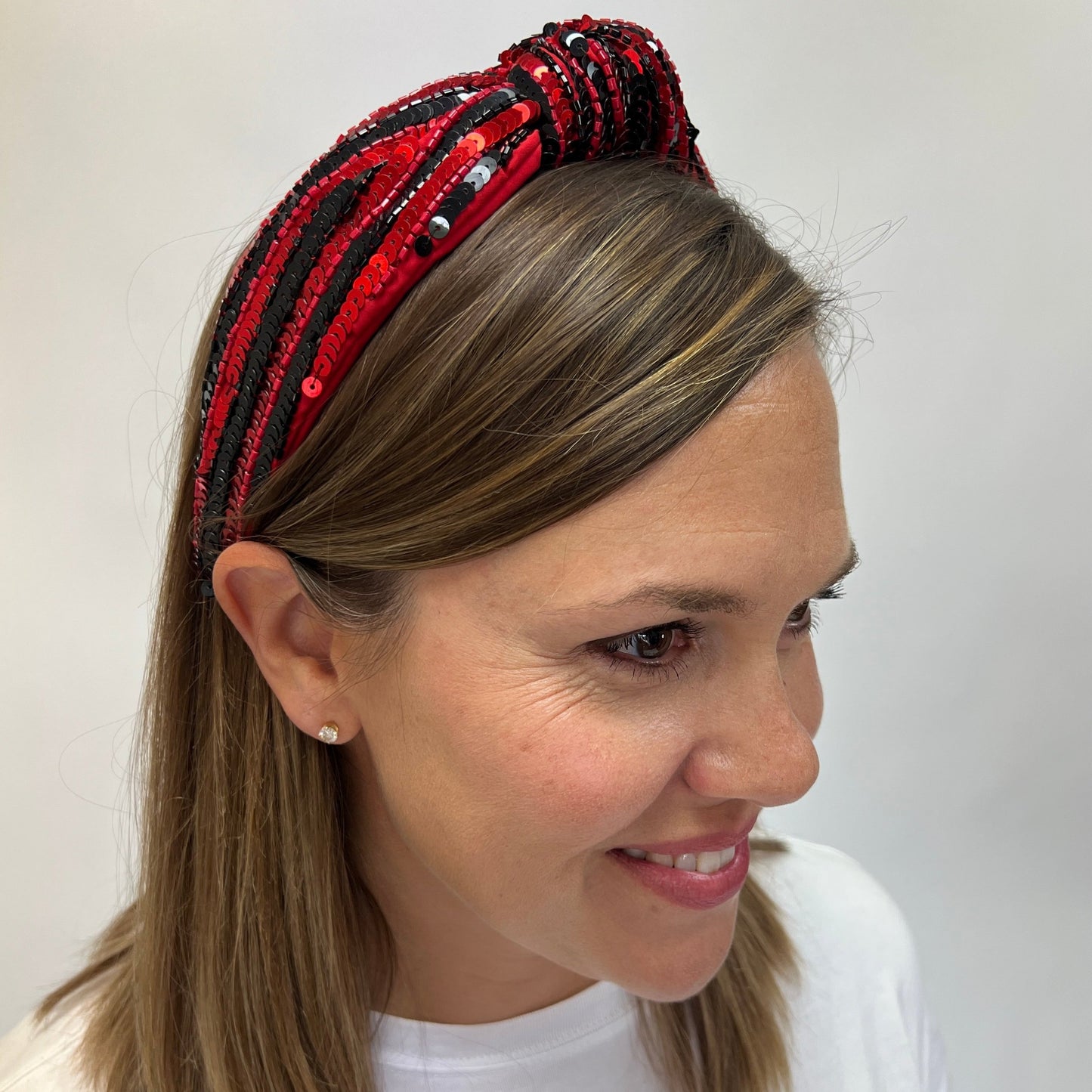 Sequin Striped Red & Black Headband