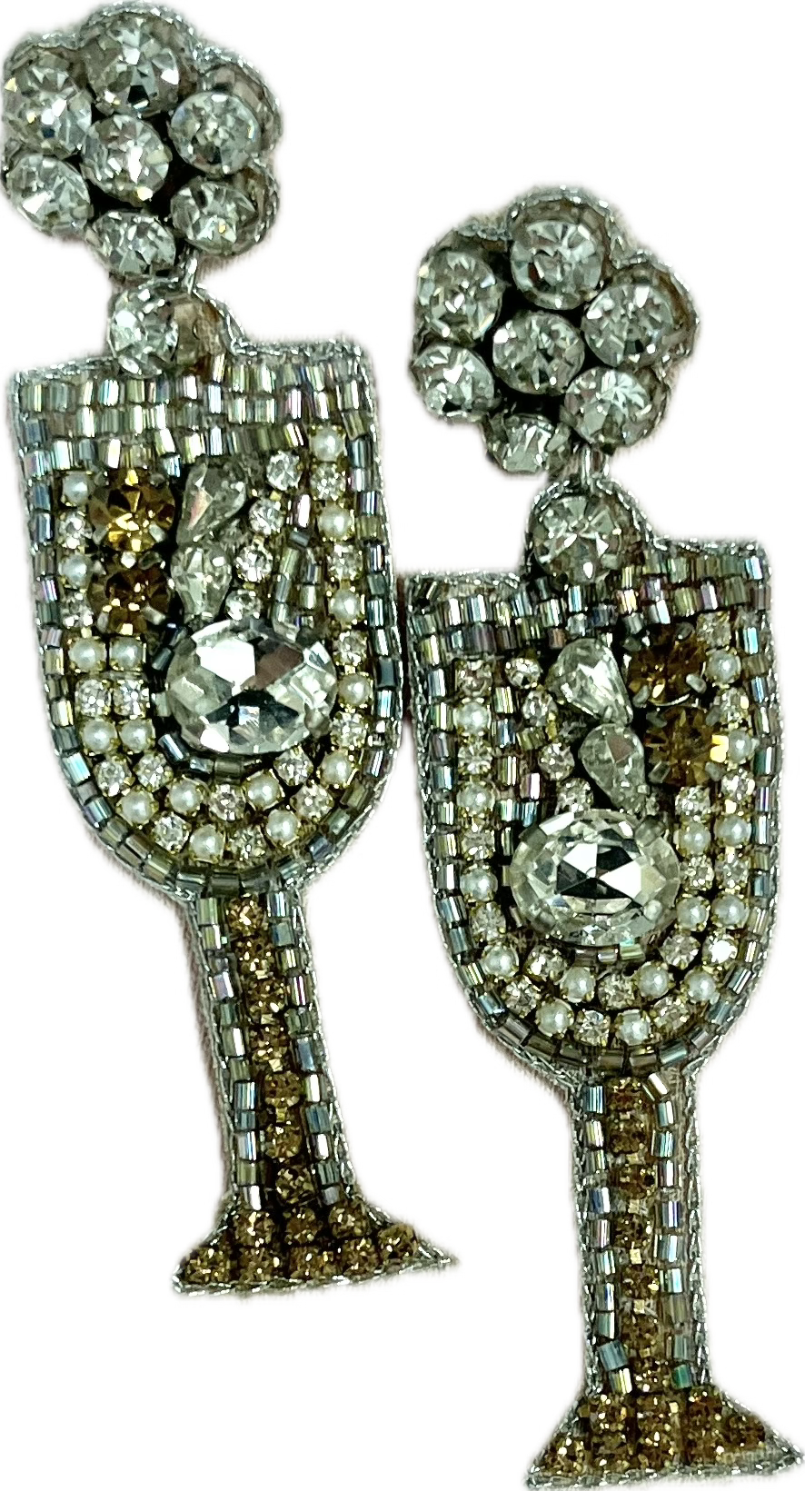 Beaded Champagne Flute Earrings