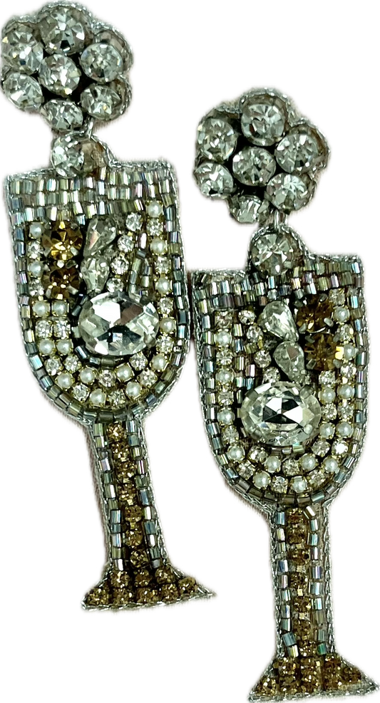 Beaded Champagne Flute Earrings