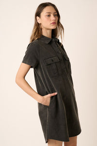 Izara Acid Wash Shirt Dress