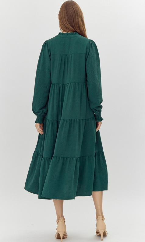 Olivia Bryce Solid Tiered Layer Midi Dress