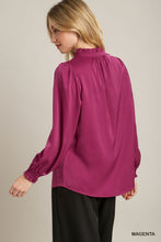 Load image into Gallery viewer, Emmie Satin Top with Smocked Cuffs