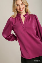 Load image into Gallery viewer, Emmie Satin Top with Smocked Cuffs