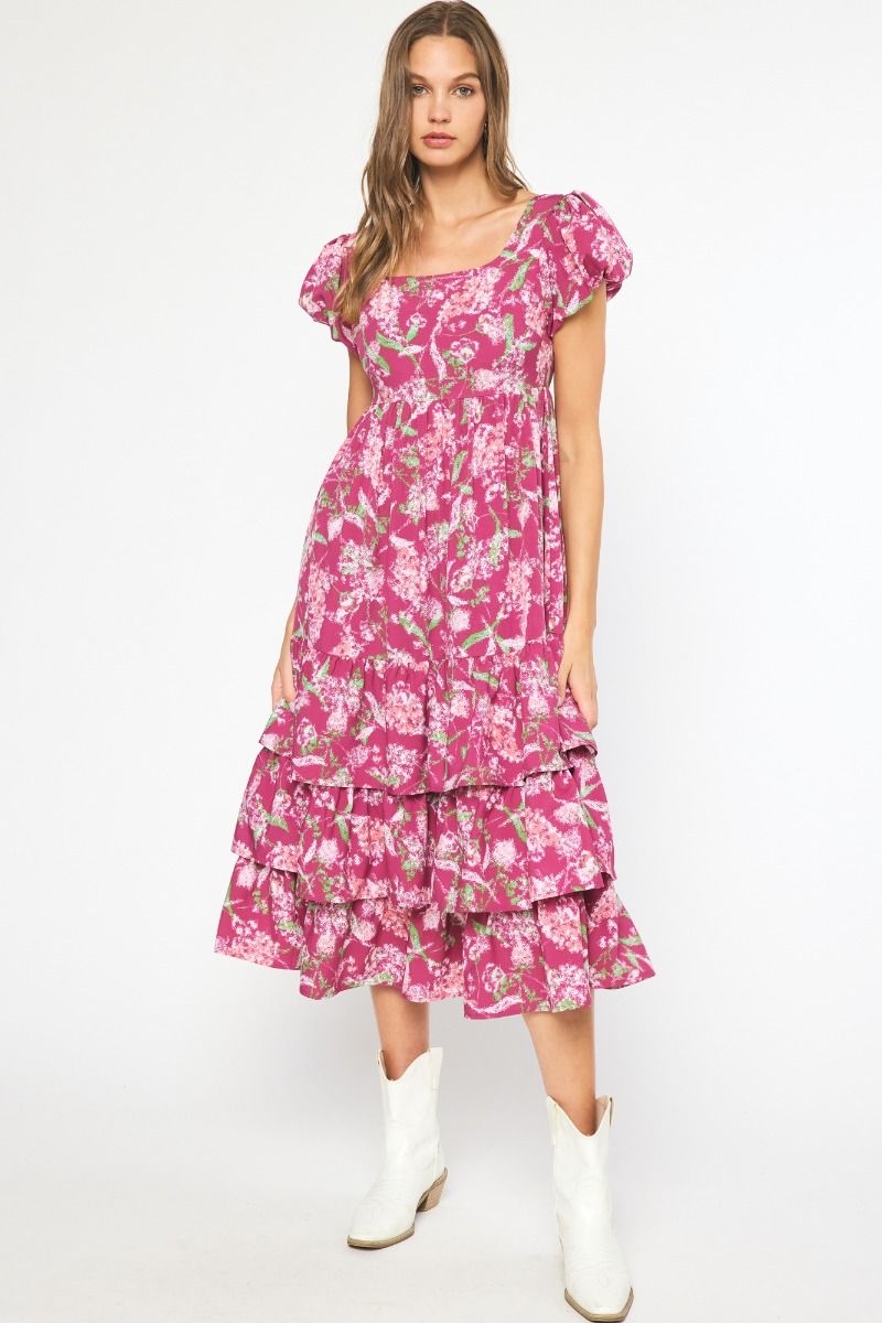 Rosalee Floral Print Tiered Dress