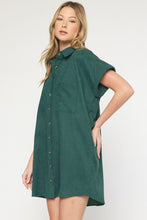 Load image into Gallery viewer, Emerald Corduroy Shirt Dress