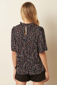 Sidra Animal Print Ruffle Neck Knit Blouse