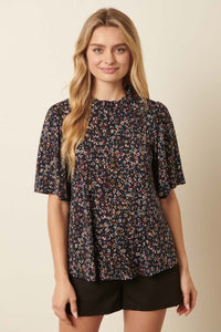 Sidra Animal Print Ruffle Neck Knit Blouse