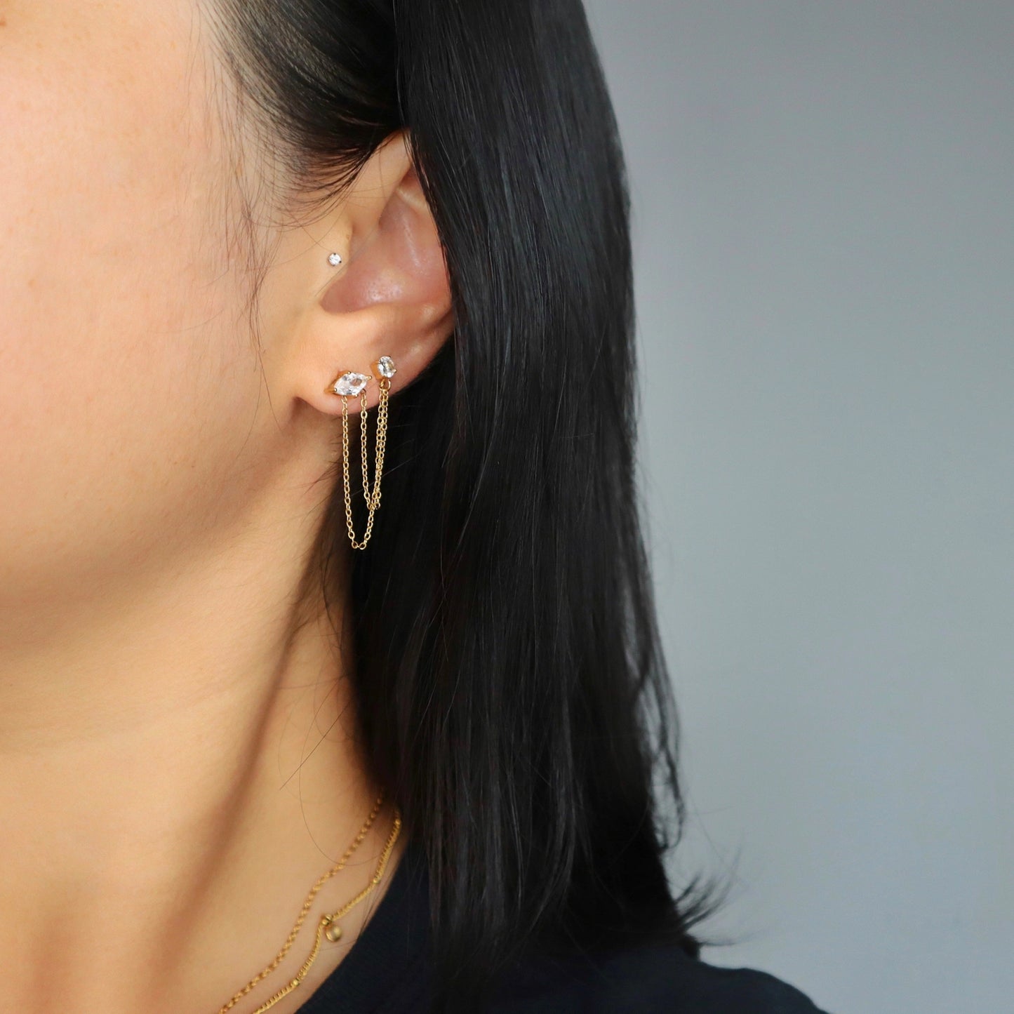 Ryann Double Chain Stud Earrings