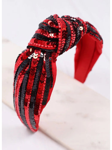 Sequin Striped Red & Black Headband