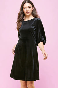 Bonnie Velvet Dress with Puffed Sleeves