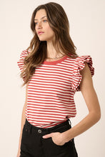Load image into Gallery viewer, Alexia Striped Top with Flutter Sleeve