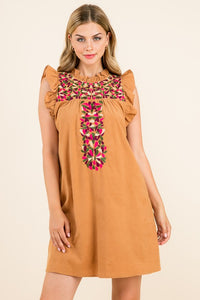 Paige Embroidered Corduroy Dress