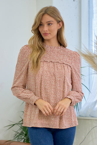 Birdie Patterned Long Sleeve Top