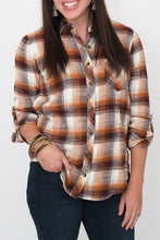 Load image into Gallery viewer, Priya Rust Plaid Button Down Top