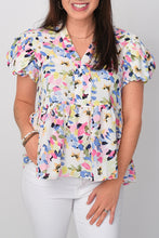 Load image into Gallery viewer, Hyacinth Floral Puff Sleeve Top