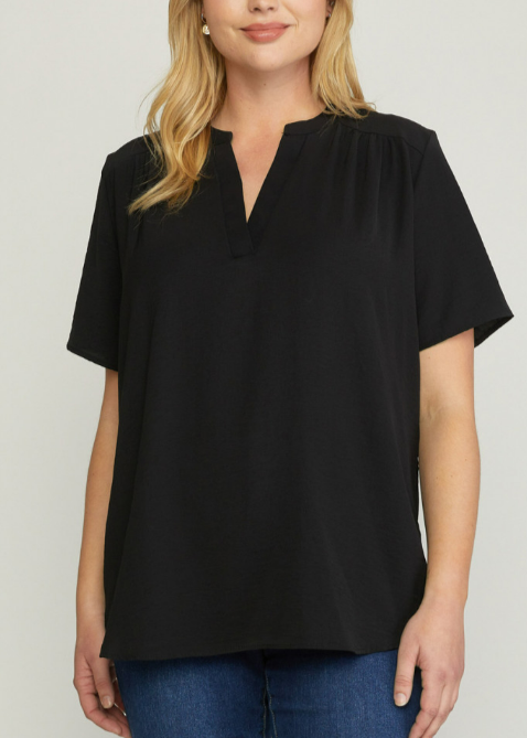 Delaney Solid V Neck Top