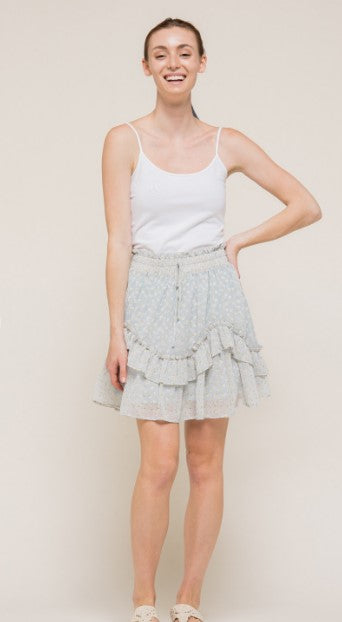 Gwyneth Floral Mini Ruffle Skirt