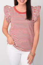 Load image into Gallery viewer, Alexia Striped Top with Flutter Sleeve